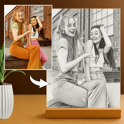 Niezwykła przyjaźń - portret na szkle akrylowym dla przyjaciółki - Emmygift.pl