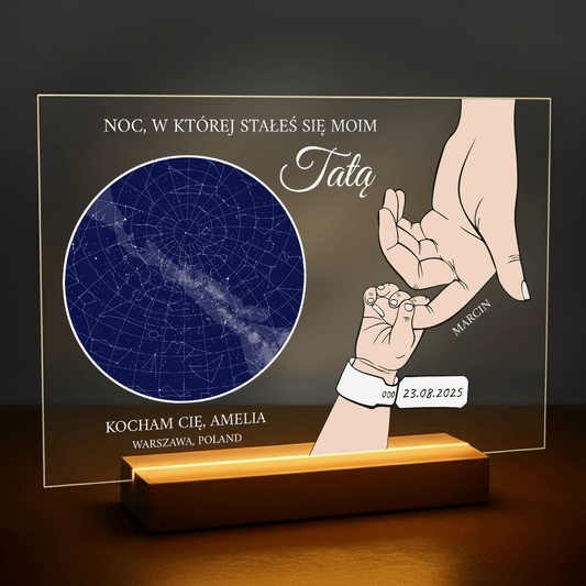 Noc, w której stałeś się tatą - druk na szkle akrylowym dla taty - Emmygift.pl