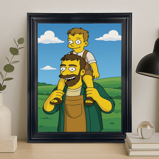 Ojciec i syn jako Simpsonowie - portret na płótnie dla taty - Emmygift.pl