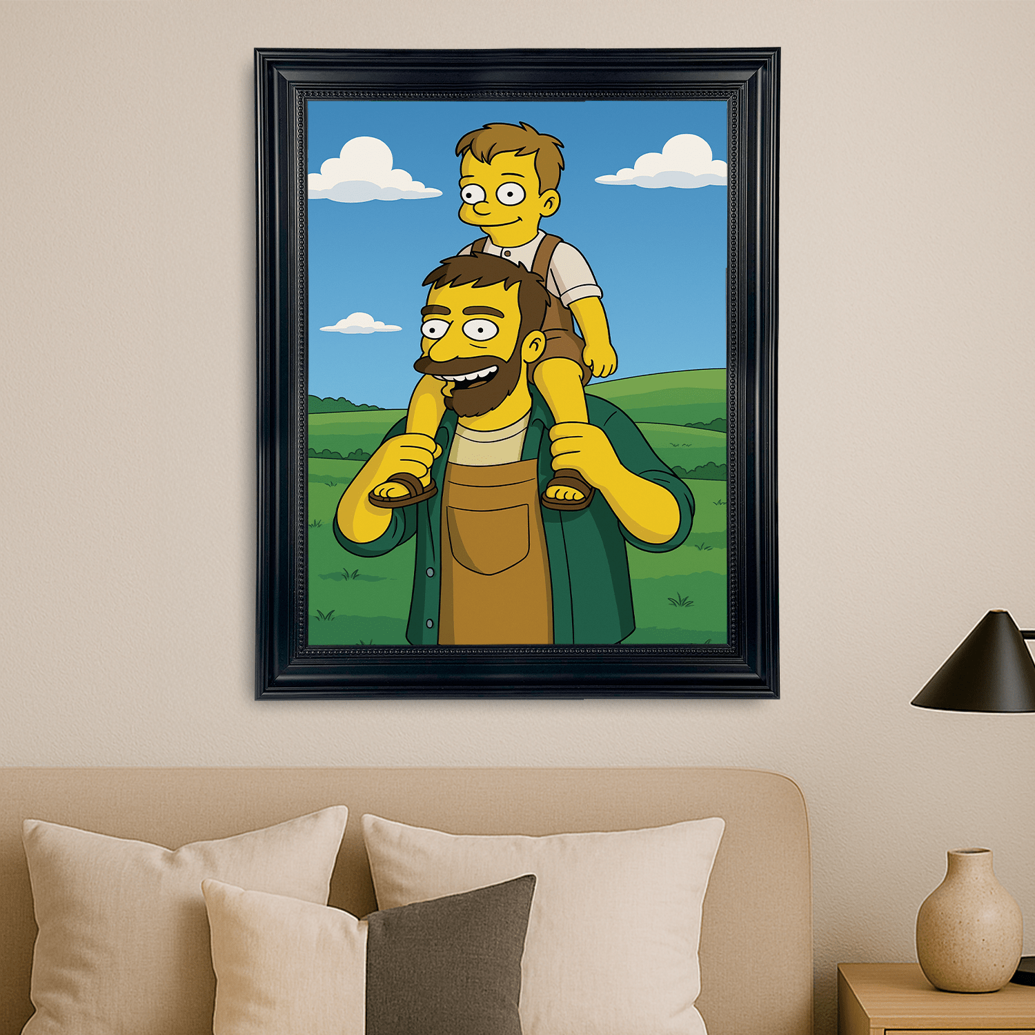 Ojciec i syn jako Simpsonowie - portret na płótnie dla taty - Emmygift.pl