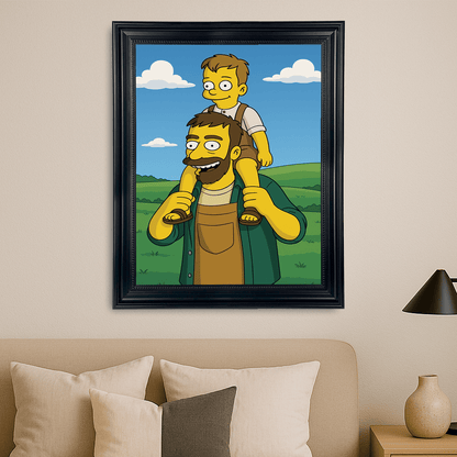 Ojciec i syn jako Simpsonowie - portret na płótnie dla taty - Emmygift.pl