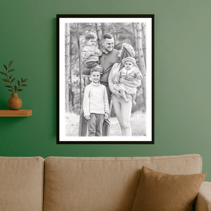 Ołówkowy szkic rodziny - portret na plakacie dla rodziców - Emmygift.pl