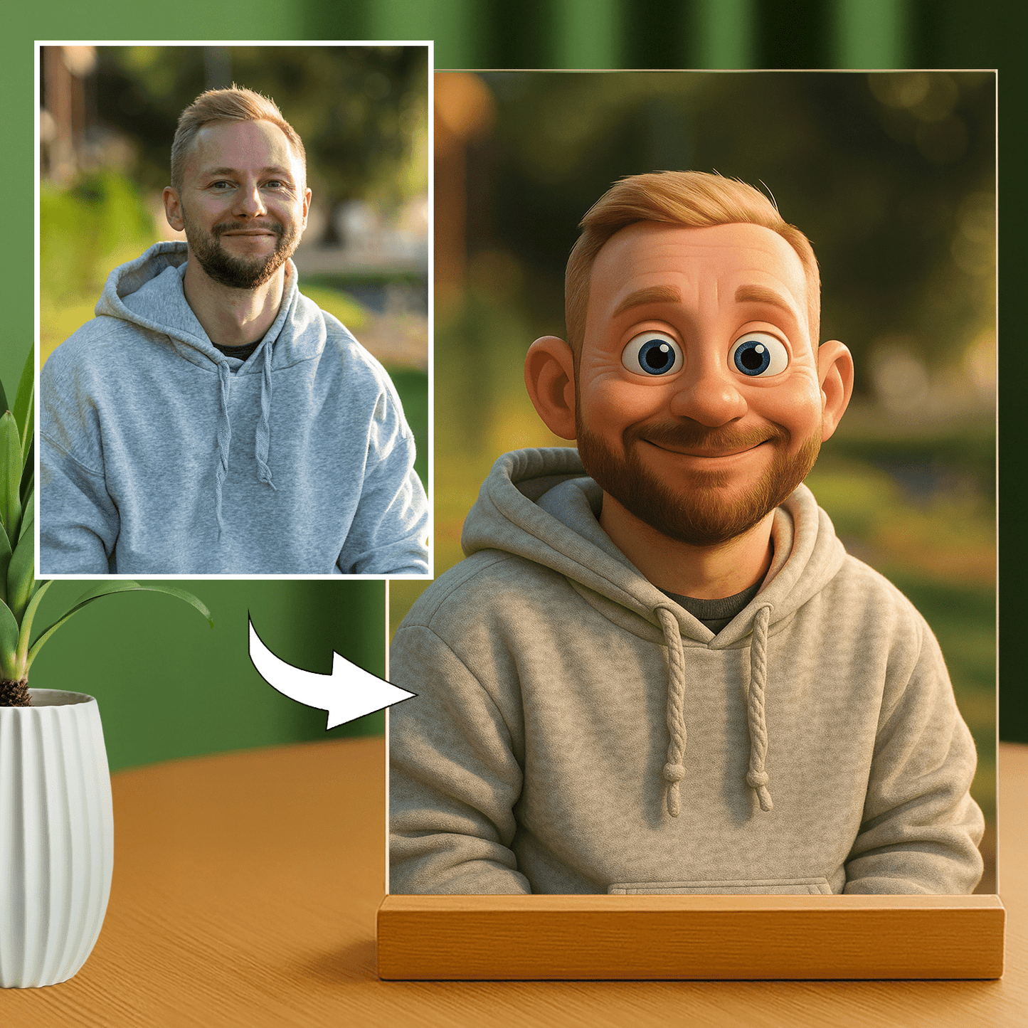 On jako bajkowa postać - portret na szkle akrylowym dla niego - Emmygift.pl