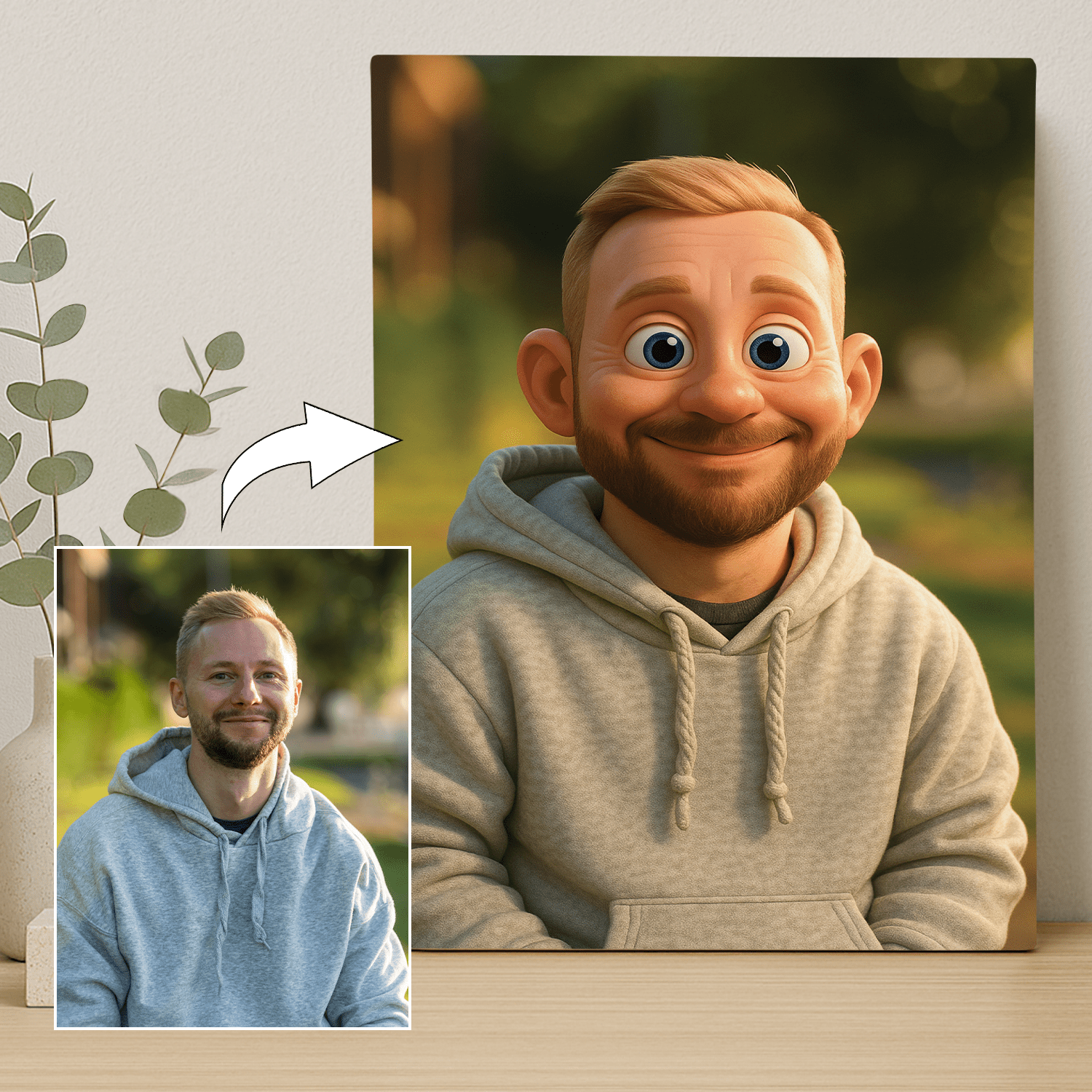 On w stylu animowanym - portret na płótnie dla niego - Emmygift.pl