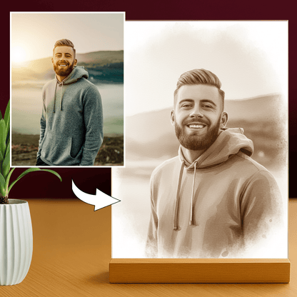 On w stylu coffee - portret na szkle akrylowym dla niego - Emmygift.pl