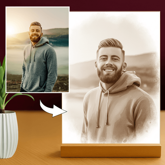 On w stylu coffee - portret na szkle akrylowym dla niego - Emmygift.pl