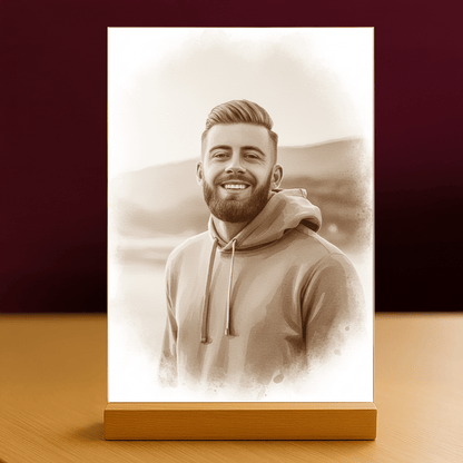 On w stylu coffee - portret na szkle akrylowym dla niego - Emmygift.pl