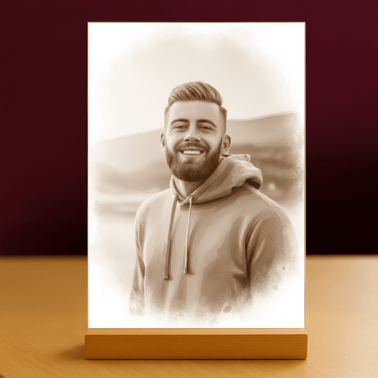 On w stylu coffee - portret na szkle akrylowym dla niego - Emmygift.pl