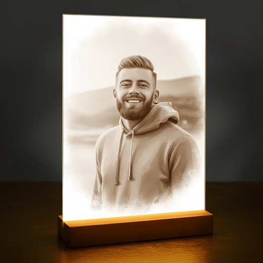 On w stylu coffee - portret na szkle akrylowym dla niego - Emmygift.pl