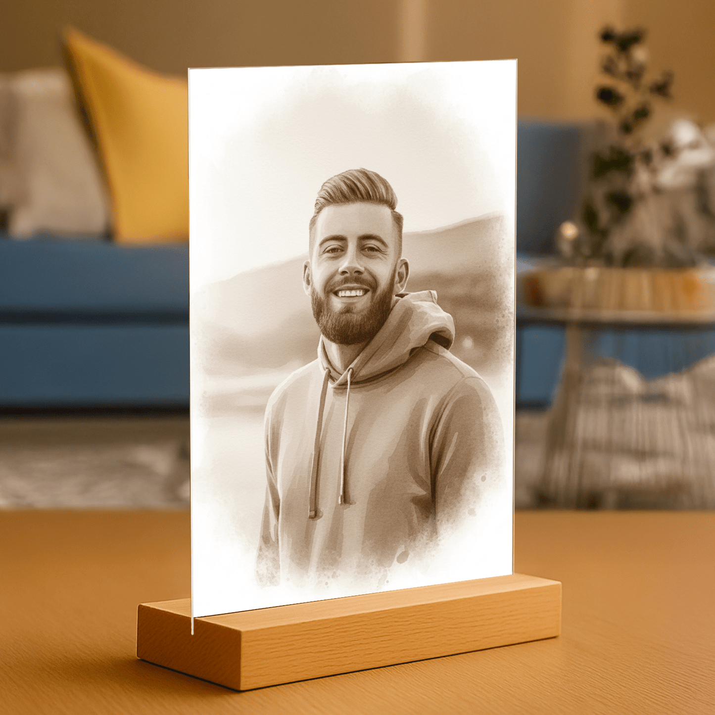 On w stylu coffee - portret na szkle akrylowym dla niego - Emmygift.pl