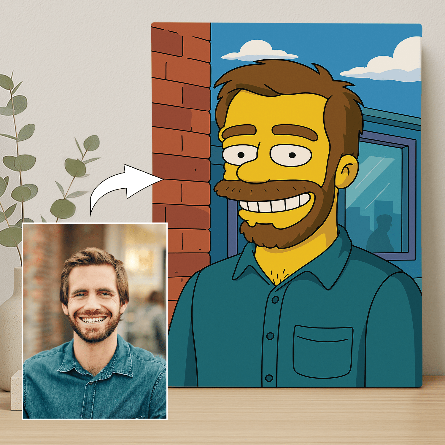 On w stylu jak z Simpsonów - portret na płótnie dla niego - Emmygift.pl