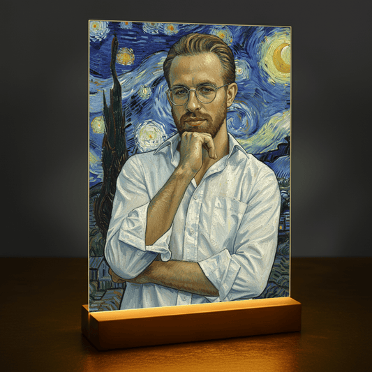 On w stylu Van Gogha - portret na szkle akrylowym dla niego - Emmygift.pl