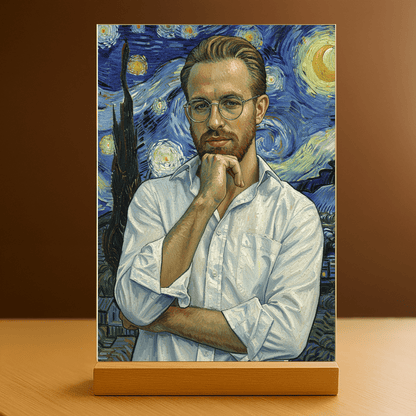 On w stylu Van Gogha - portret na szkle akrylowym dla niego - Emmygift.pl