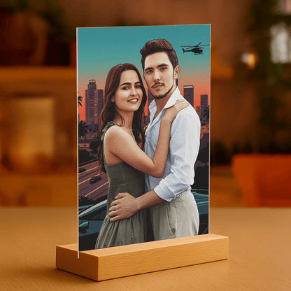 Ona i on jako bohaterowie gry - portret na szkle dla pary - Emmygift.pl