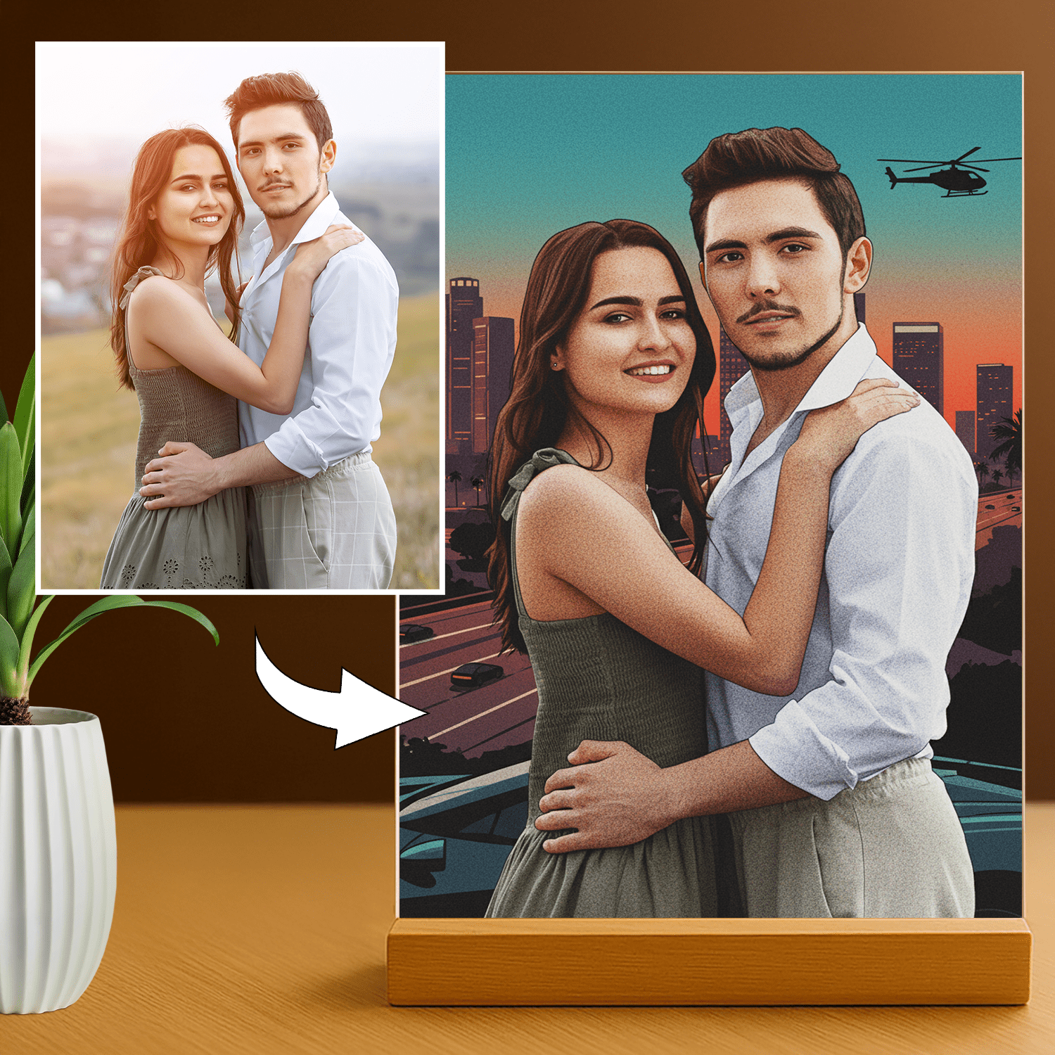 Ona i on jako bohaterowie gry - portret na szkle dla pary - Emmygift.pl
