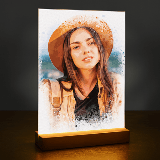 Ona przedstawiona w stylu Watercolor - portret na szkle akrylowym dla niej - Emmygift.pl