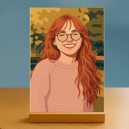 Ona w artystycznym stylu ilustracji - portret na szkle akrylowym dla dziewczyny - Emmygift.pl