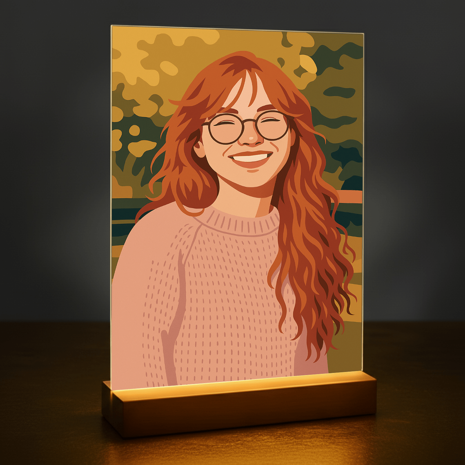 Ona w artystycznym stylu ilustracji - portret na szkle akrylowym dla dziewczyny - Emmygift.pl