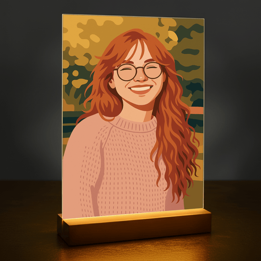 Ona w artystycznym stylu ilustracji - portret na szkle akrylowym dla dziewczyny - Emmygift.pl