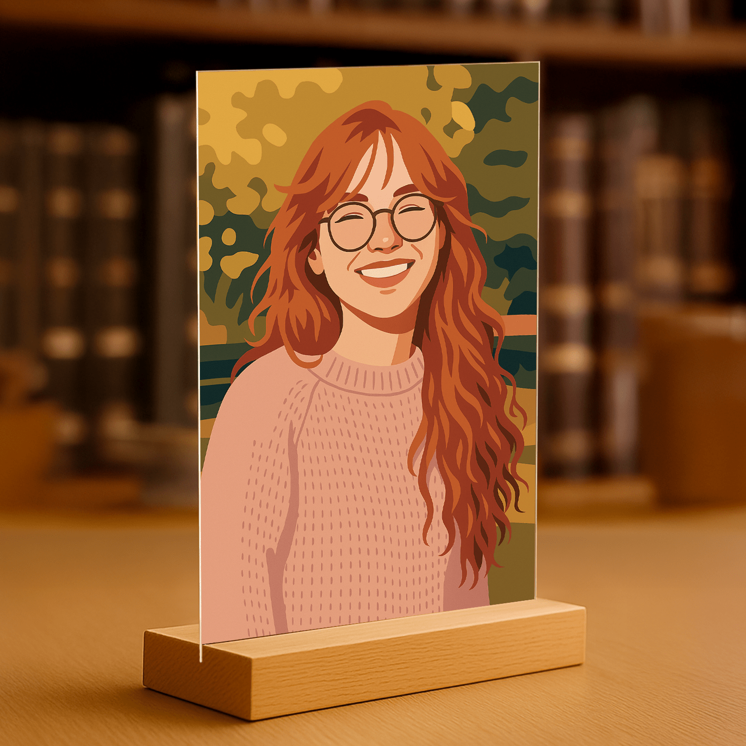 Ona w artystycznym stylu ilustracji - portret na szkle akrylowym dla dziewczyny - Emmygift.pl