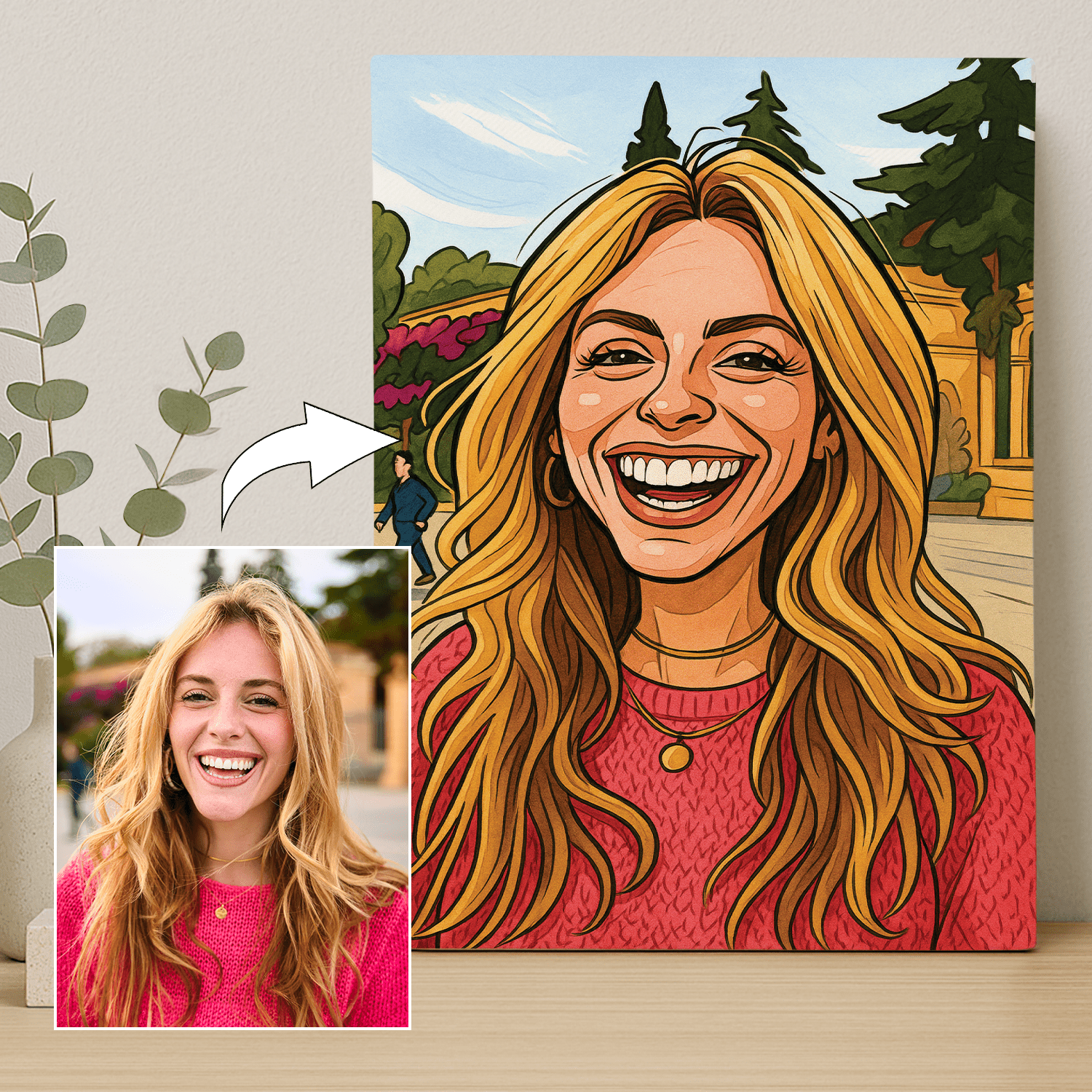 Ona w komiksowym stylu - portret na płótnie dla niej - Emmygift.pl