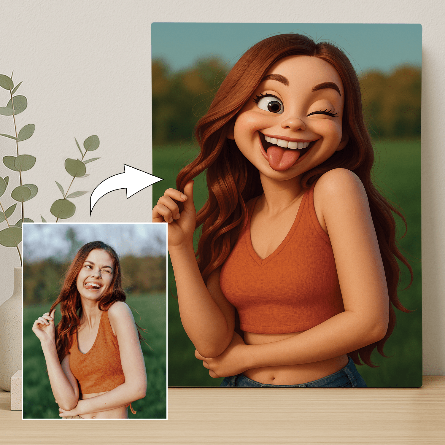 Ona w stylu animacji 3D - portret na płótnie dla niej - Emmygift.pl