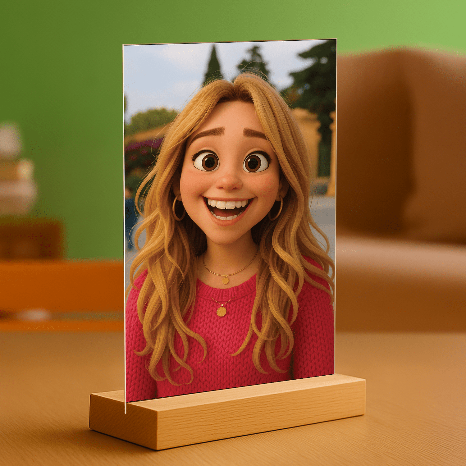 Ona w stylu animacji 3D - portret na szkle akrylowym dla niej - Emmygift.pl