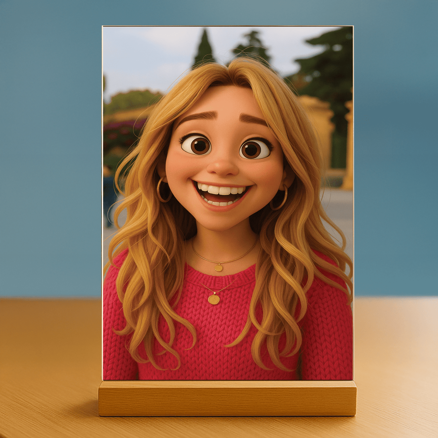 Ona w stylu animacji 3D - portret na szkle akrylowym dla niej - Emmygift.pl