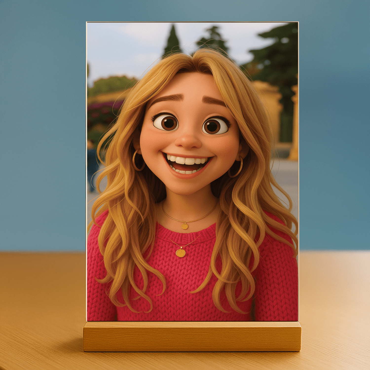 Ona w stylu animacji 3D - portret na szkle akrylowym dla niej - Emmygift.pl