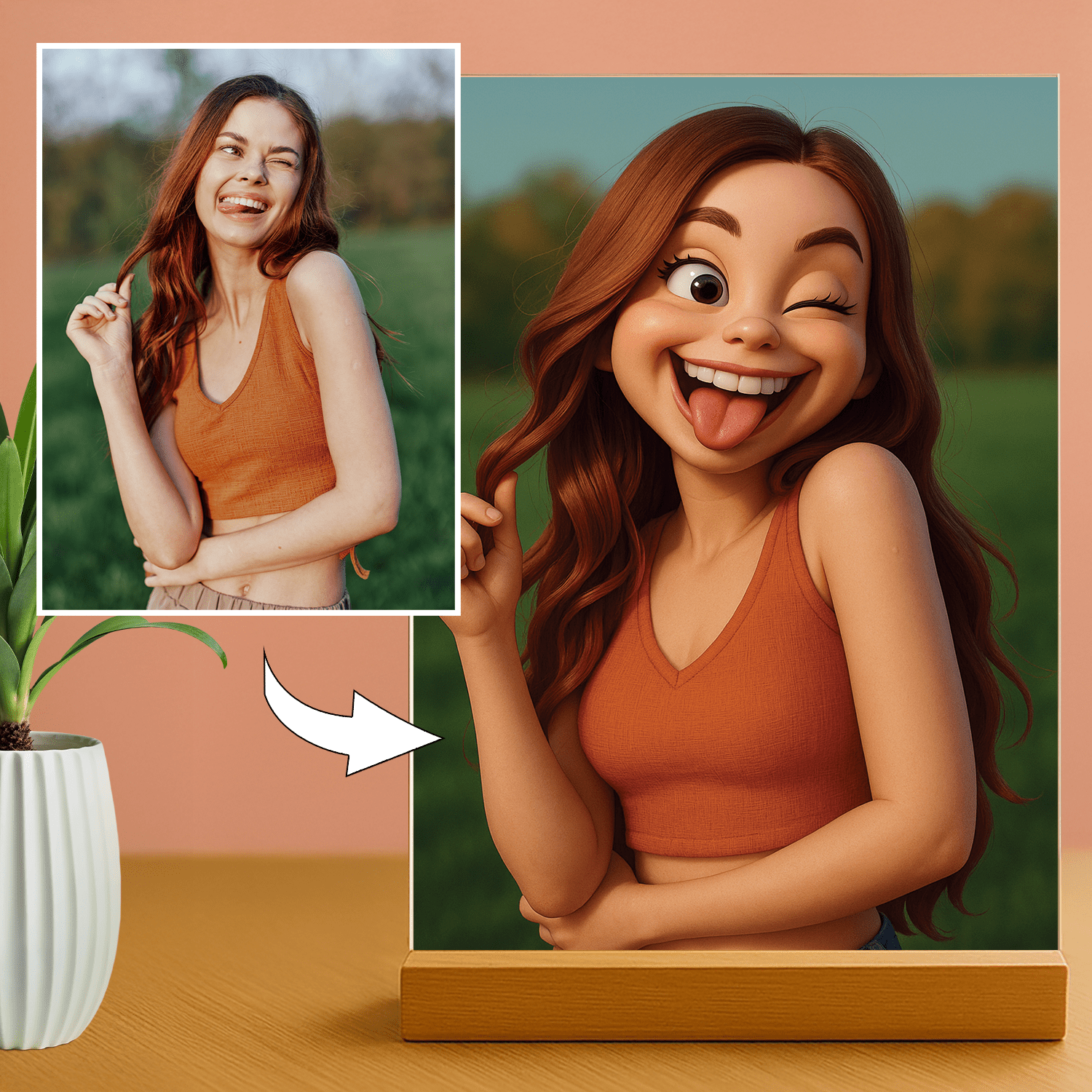 Ona w stylu bajki - portret na szkle akrylowym dla niej - Emmygift.pl