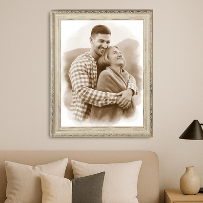Para jak namalowana kawą - portret na płótnie dla pary - Emmygift.pl