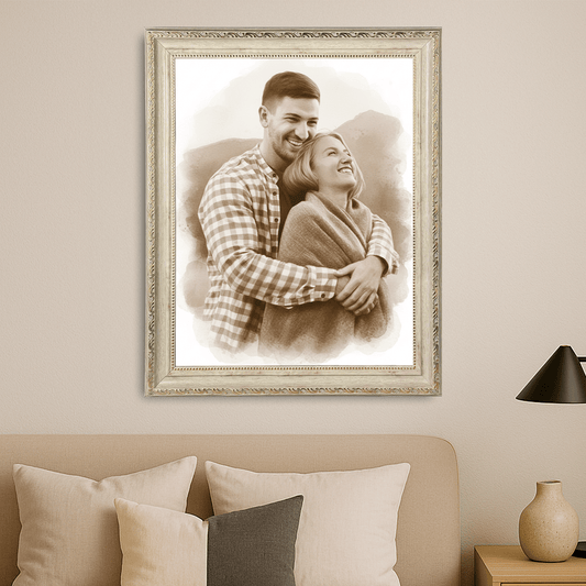 Para jak namalowana kawą - portret na płótnie dla pary - Emmygift.pl