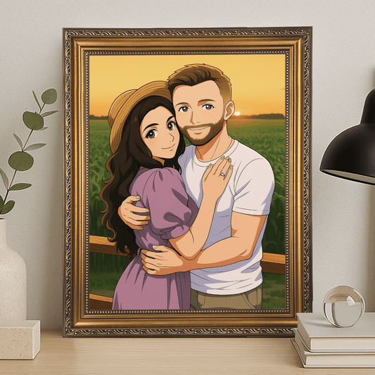 Para jak z Anime - portret na płótnie dla pary - Emmygift.pl