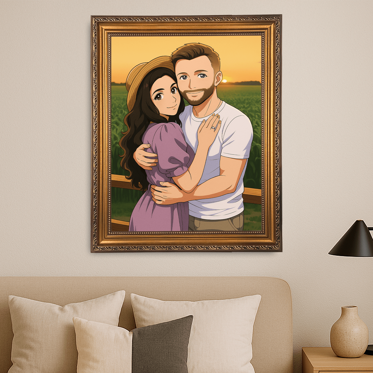 Para jak z Anime - portret na płótnie dla pary - Emmygift.pl