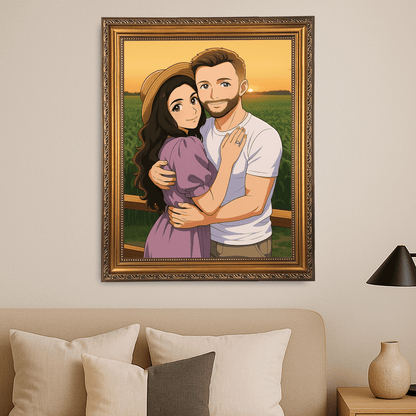 Para jak z Anime - portret na płótnie dla pary - Emmygift.pl