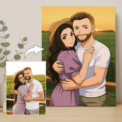 Para jak z Anime - portret na płótnie dla pary - Emmygift.pl
