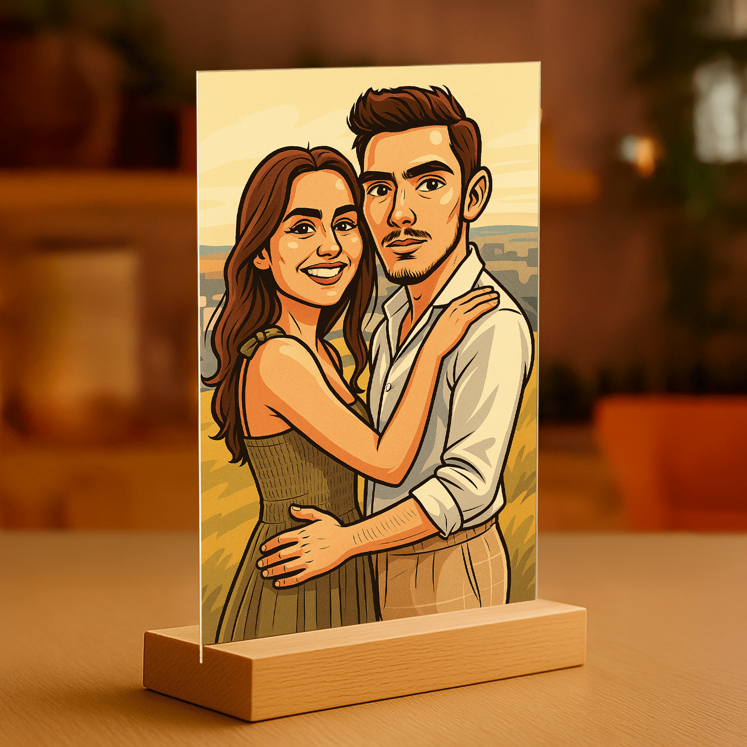 Para jak z karykatury - portret na szkle akrylowym dla pary - Emmygift.pl