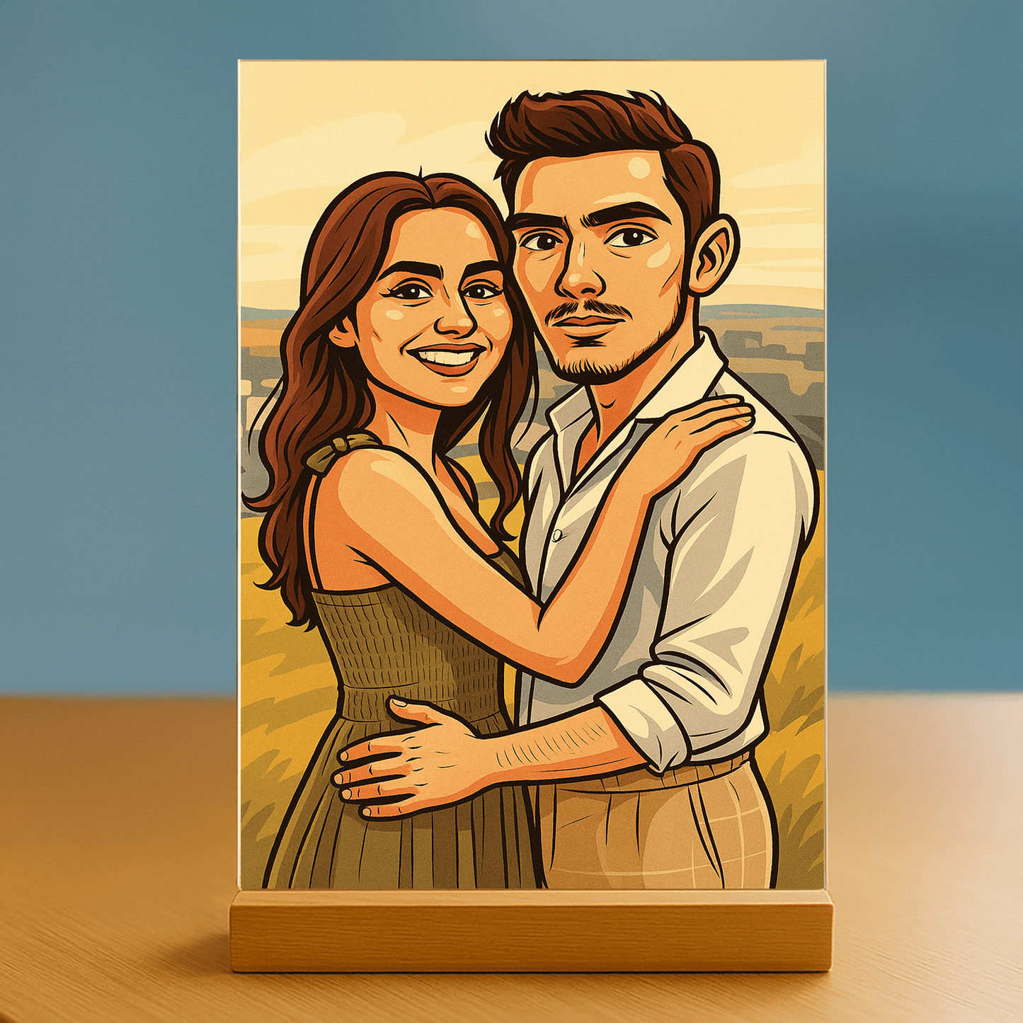 Para jak z karykatury - portret na szkle akrylowym dla pary - Emmygift.pl