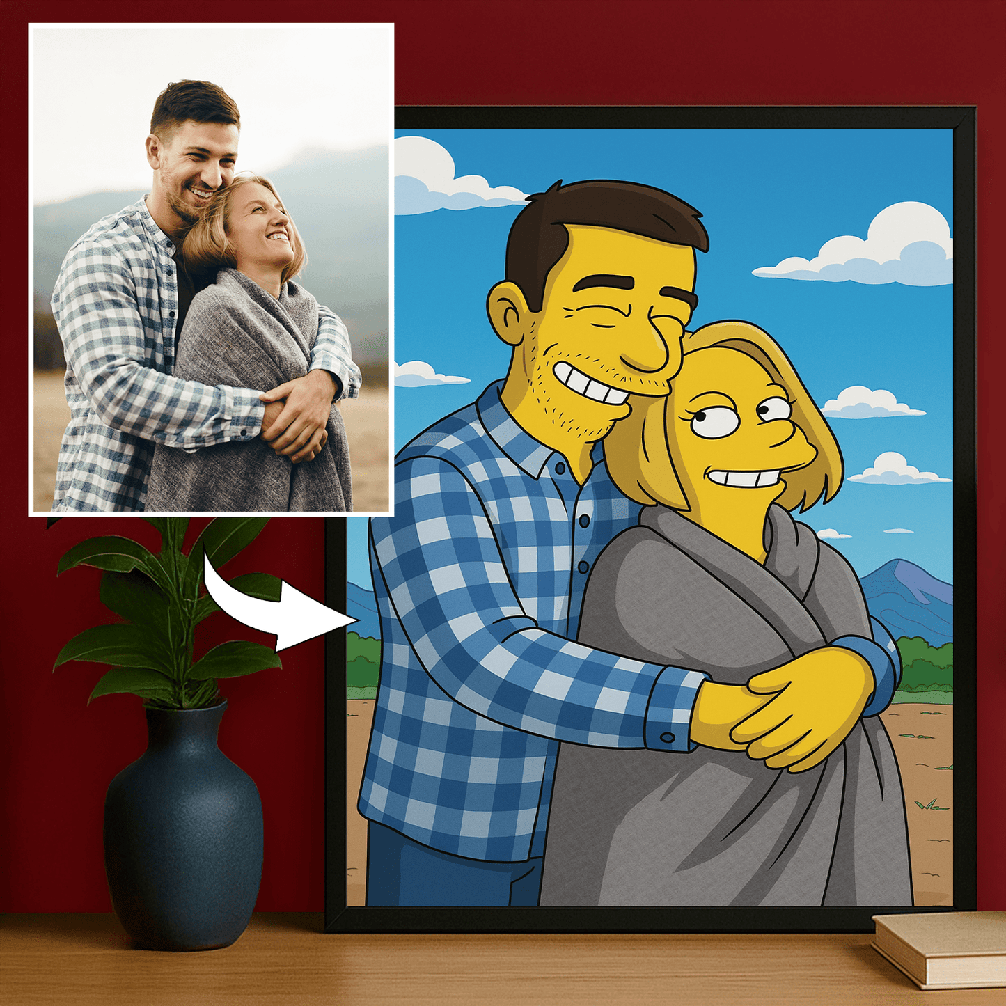Para jak z Simpsonów - portret na plakacie dla pary - Emmygift.pl