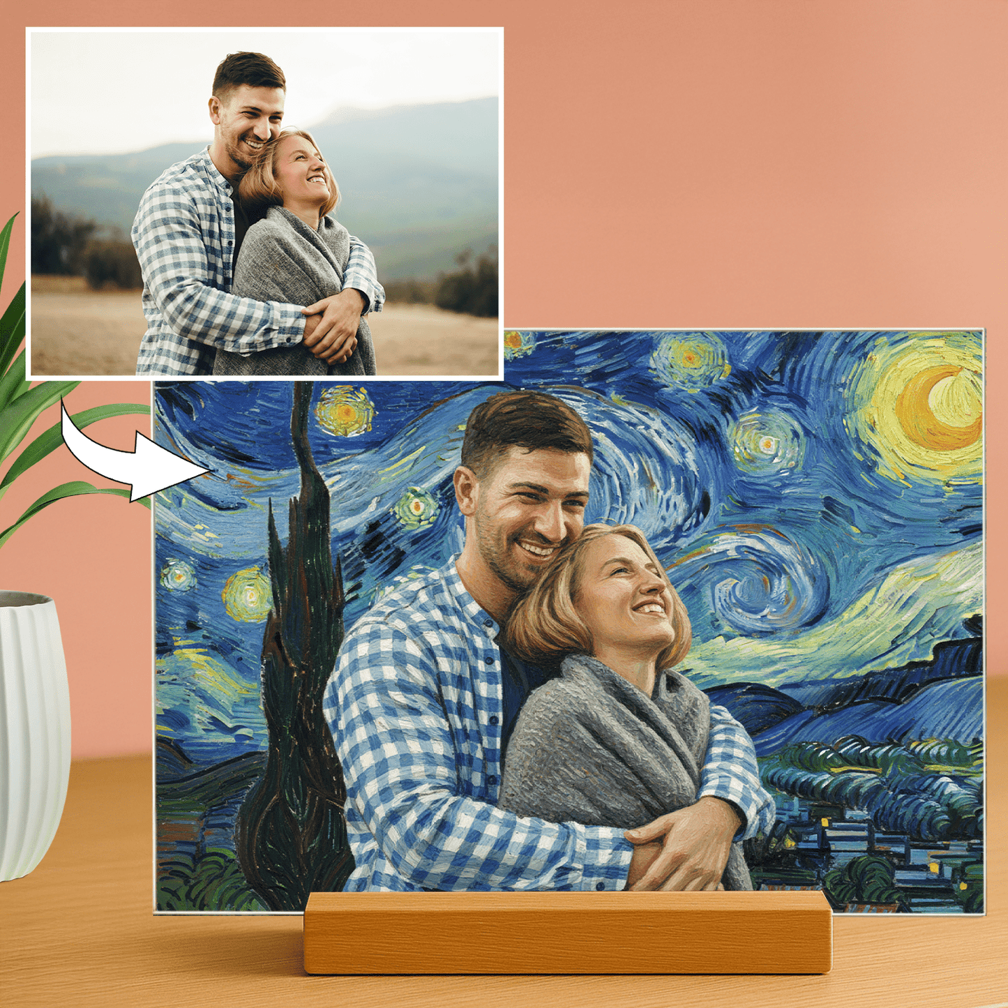 Para pod Gwieździstym Niebem - druk na szkle dla pary - Emmygift.pl