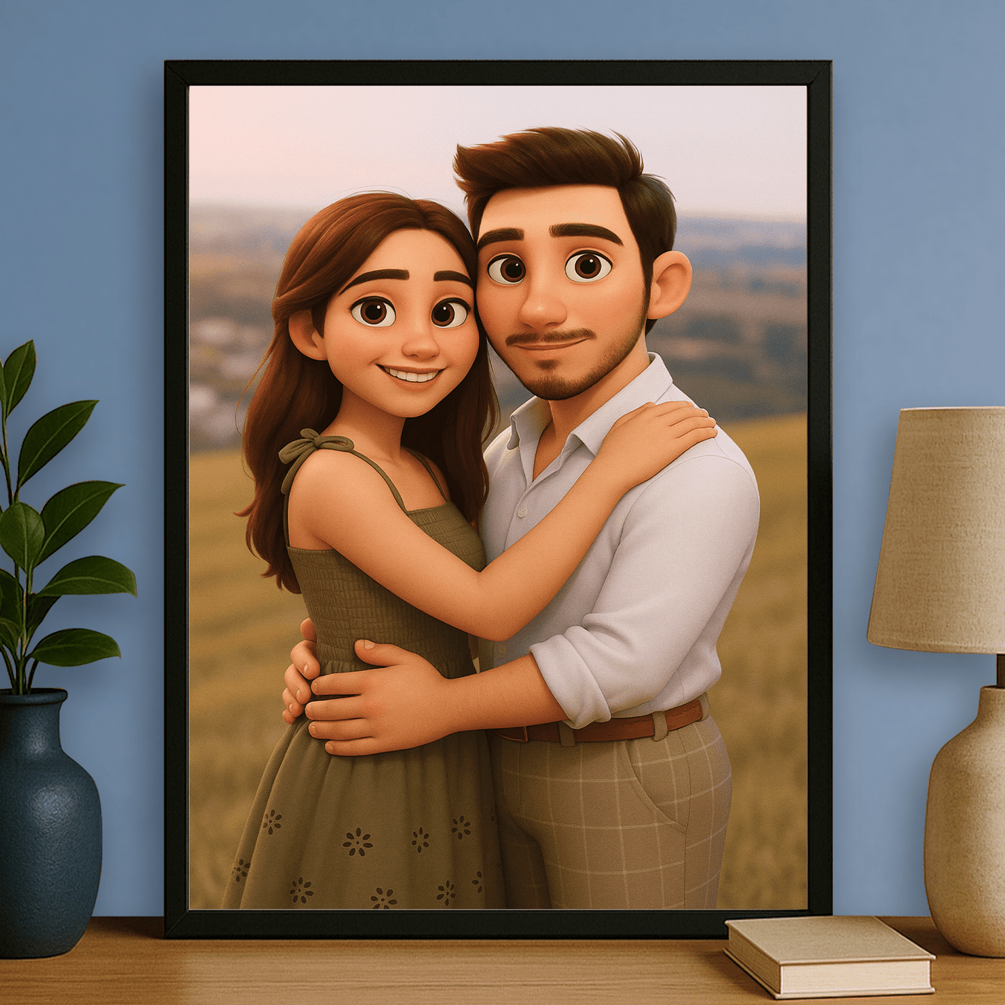 Para w bajkowym stylu - portret na plakacie dla pary - Emmygift.pl