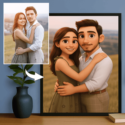 Para w bajkowym stylu - portret na plakacie dla pary - Emmygift.pl