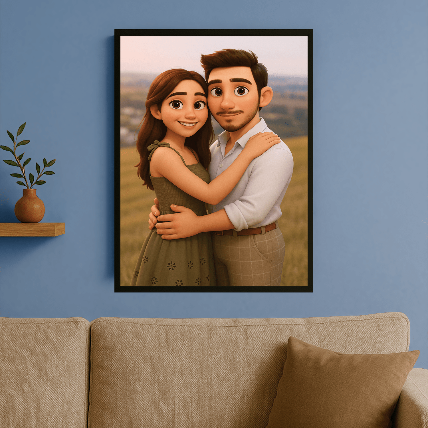 Para w bajkowym stylu - portret na plakacie dla pary - Emmygift.pl