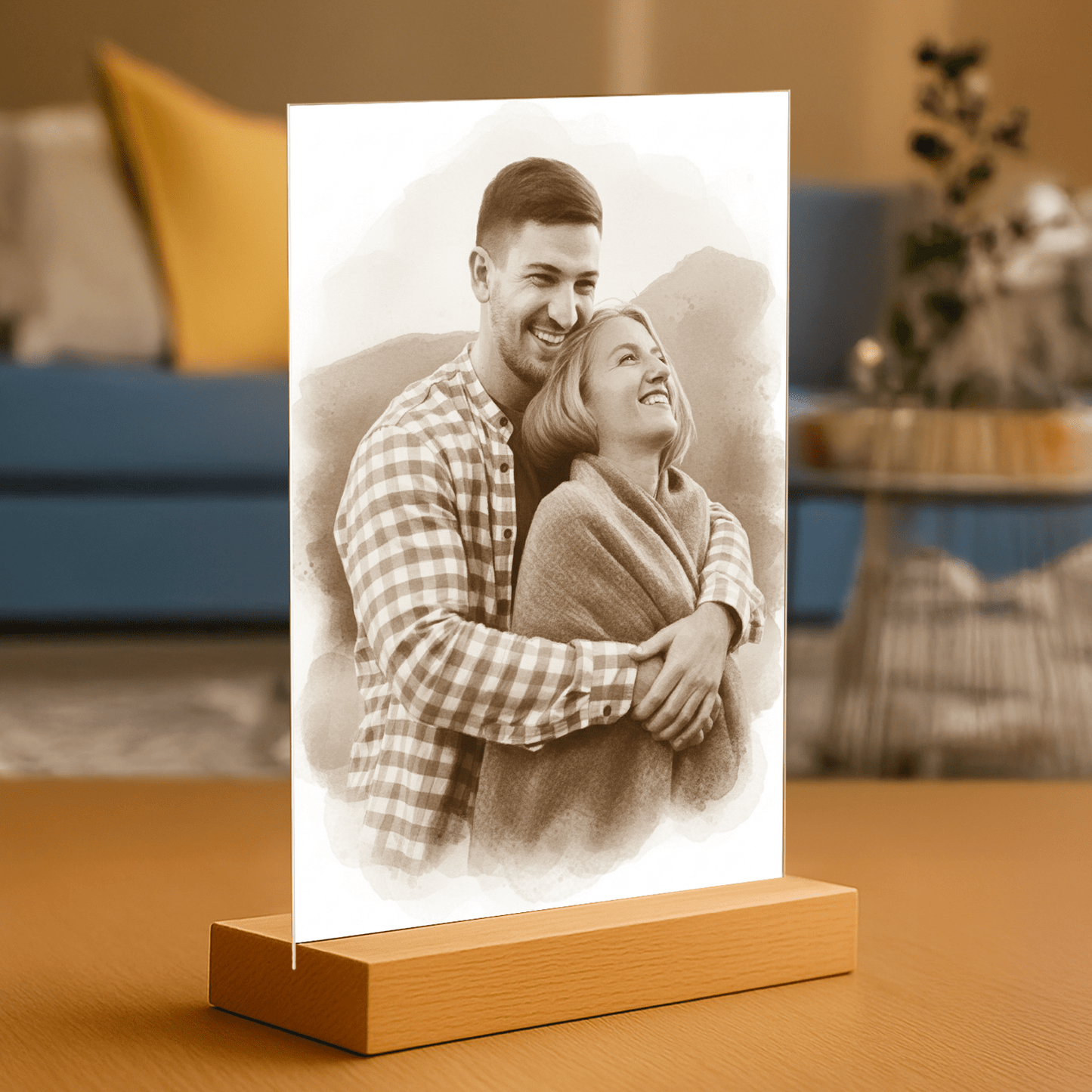 Para w efekcie coffee - portret na szkle akrylowym dla pary - Emmygift.pl