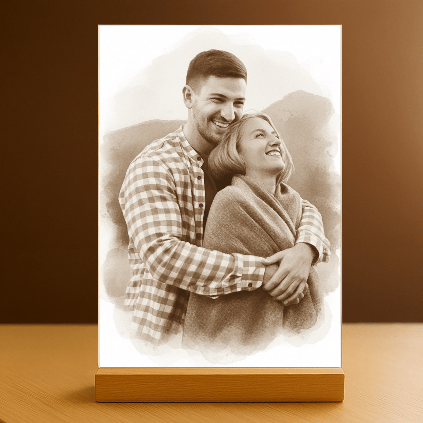 Para w efekcie coffee - portret na szkle akrylowym dla pary - Emmygift.pl