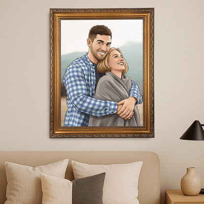 Para w kreskówkowym stylu - portret na płótnie dla pary - Emmygift.pl