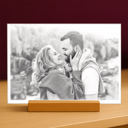 Para w rysunkowym stylu - portret na szkle akrylowym dla pary - Emmygift.pl