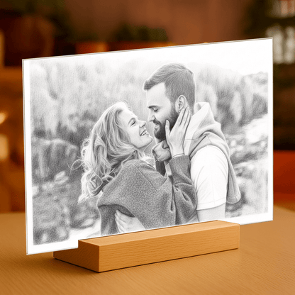 Para w rysunkowym stylu - portret na szkle akrylowym dla pary - Emmygift.pl
