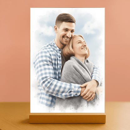 Para w stylu akwarelowym - portret na szkle akrylowym dla pary - Emmygift.pl