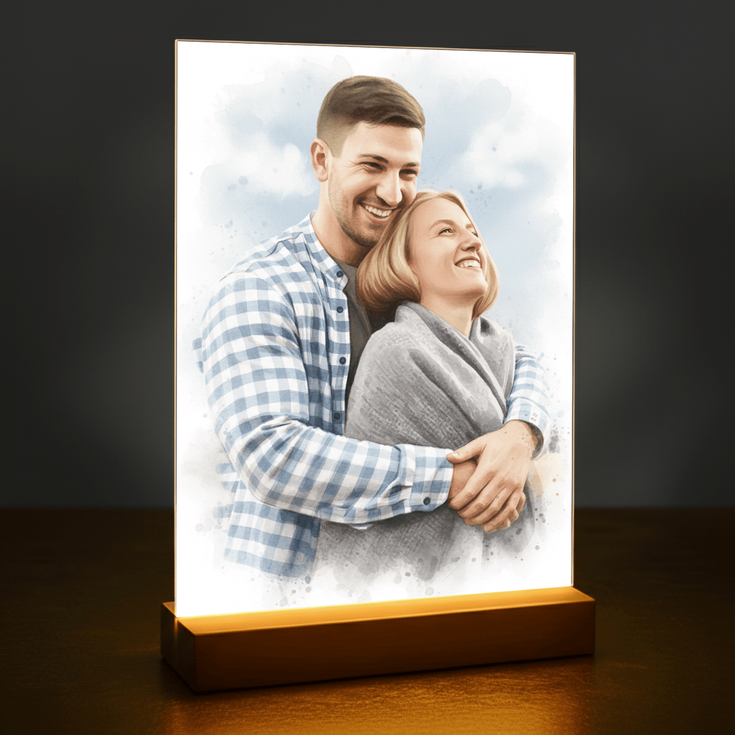 Para w stylu akwarelowym - portret na szkle akrylowym dla pary - Emmygift.pl